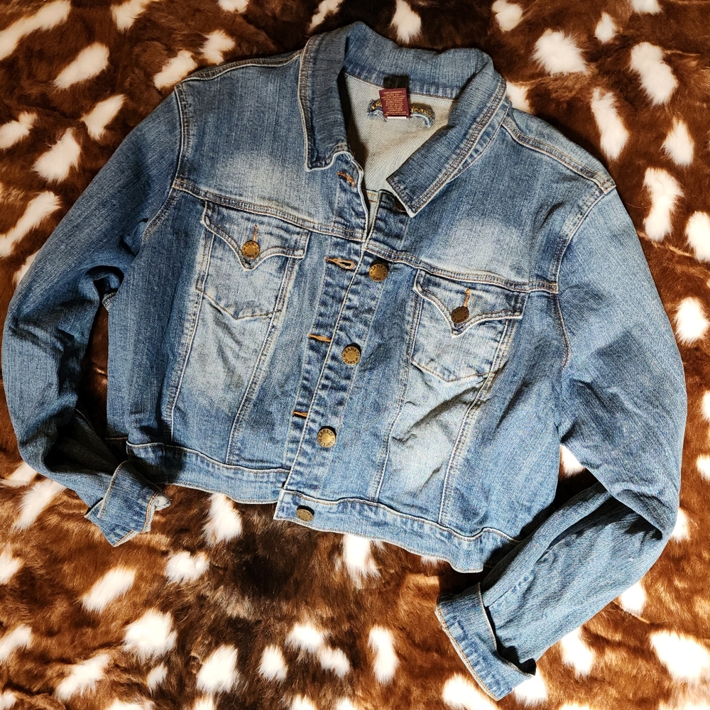 Vintage Zana Di Grunge Y2K Denim Women's Cropped Jean Jacket Plus Size 24